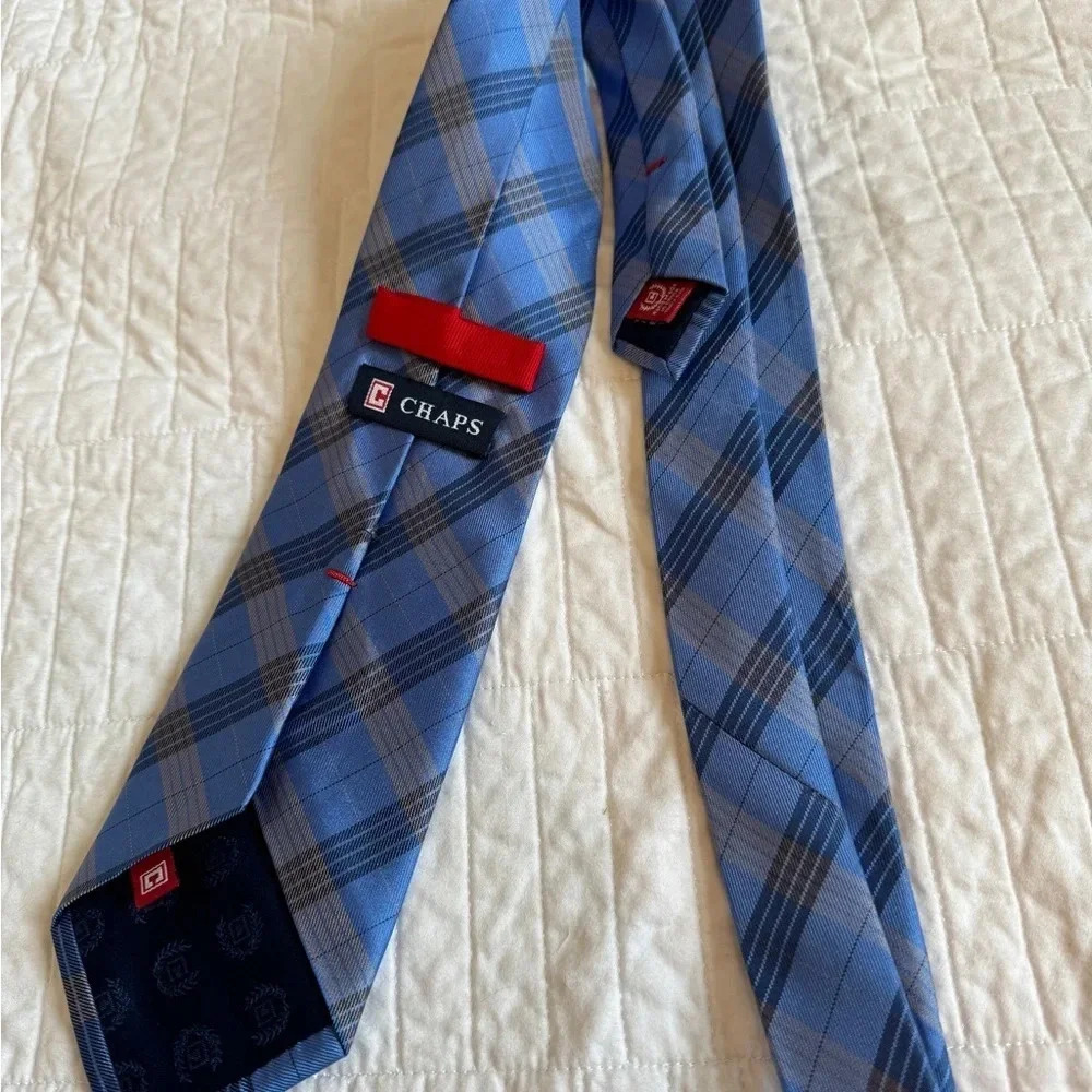 Chaps Blue Plaid Tie - Picture 3 of 5
